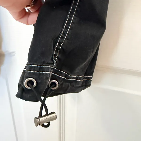 Garage Black Cargo Pants with White Stitching - Image 4