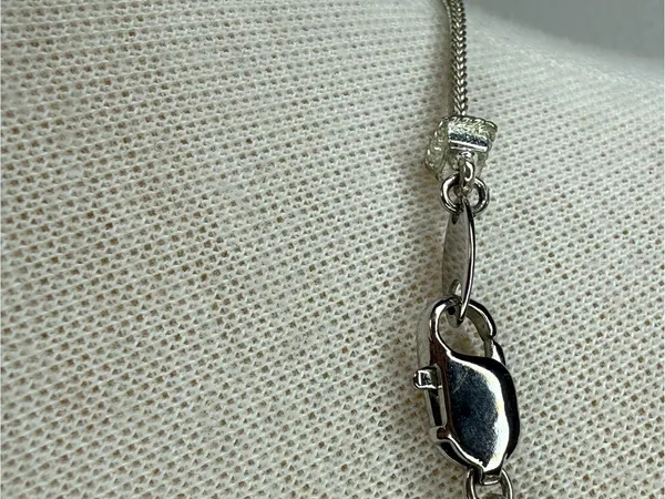 DY Designer Necklace Silver Tear Drop Pendant two stones clear Cubic Zirconia - Image 4