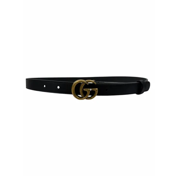 Gucci GG Logo Buckle Marmont Thin Belt Black Smooth Leather Size 80cm/32" - Image 4