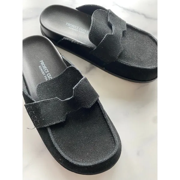 Project Cloud Genuine Suede Cassie Clogs Black Size 7 - Image 2