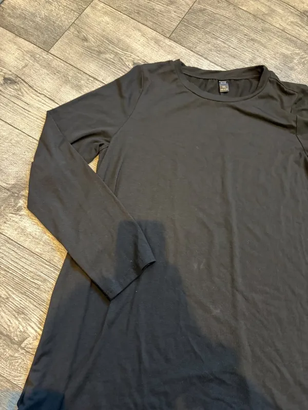 Emery Rose XXL 2X Long Sleeve Womens Plain Solid Black Blouse Crew Neck - Image 4