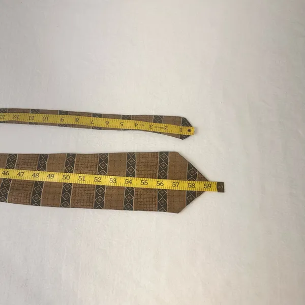 J Ferrar Vintage Silk Tie Men's Brown Geometrics Office Elegant Necktie Classic - Image 6