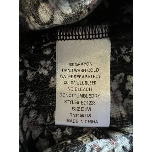 Hudson Gray Black Floral Dress Size Medium‎ Tiered Flowy Prairie - Image 6