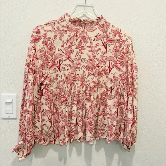 ANTHROPOLOGIE Paisley‎ Boho Top Small Petite Shirred - Image 5