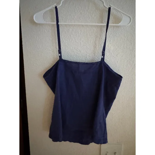 Gilligan & O'Malley Navy Blue Sleep Camisole Lace Trim V-Neck Tank Top‎ Large - Image 4