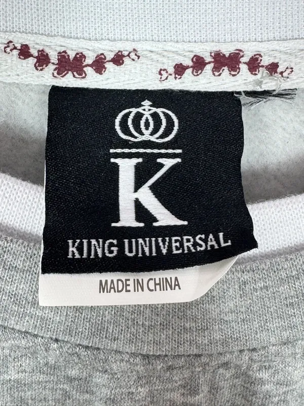 Vintage King Universal Cottagecore Floral‎ Heart Embroidered Sweatshirt Grey 2XL - Image 8