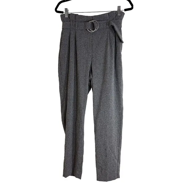 Express Gray Paperbag Waist Ankle Pants | High Rise Belted | Size 8 - Image 5