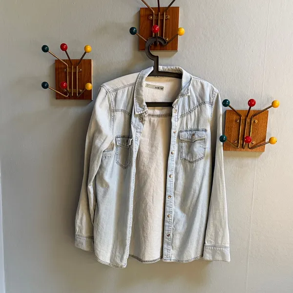 Topshop MOTO Soft Washed 100%Cotton Light Blue Denim Shirt - Image 3