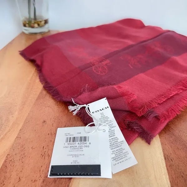 NWT Coach Horse And Carriage Print Border Oversized‎ Square Scarf - Image 2
