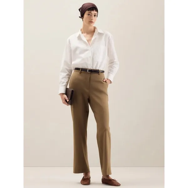 NWT‎ Quince Italian Wool Straight Leg Pants Sahara Camel Sz 8 - Image 3