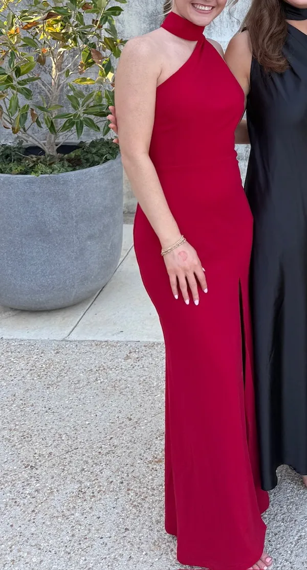 Lulus Keep It Interesting Red Asymmetrical Halter Dress - Image 2