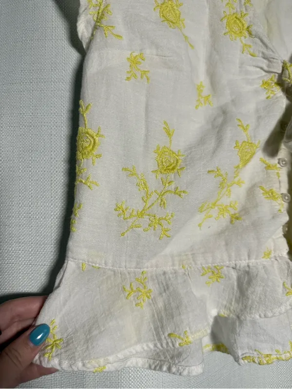 Abercrombie & Fitch Yellow White Floral Short Sleeve Blouse Size Small - Image 5