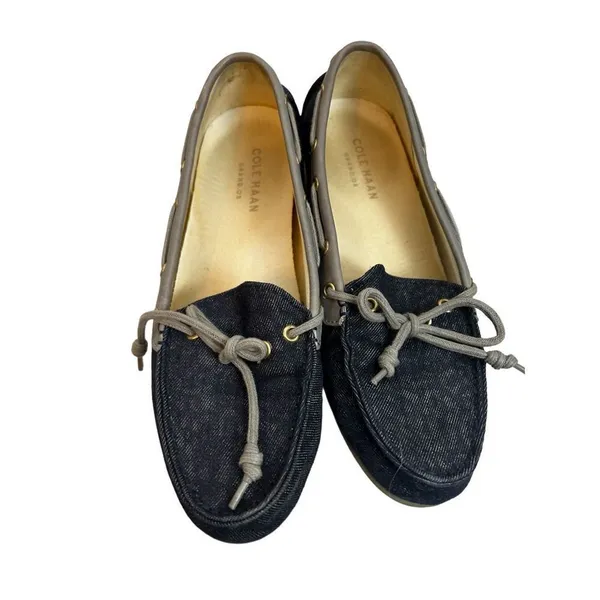 Cole Haan Shoes Women's US 5.5 Driving Loafers Slip On Flats Blue Fabric - Image 3