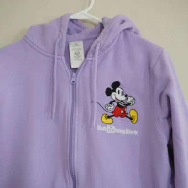 Disney Parks Walt Disney World Mickey Mouse Zip Up Hoodie Purple Women Large - Image 3