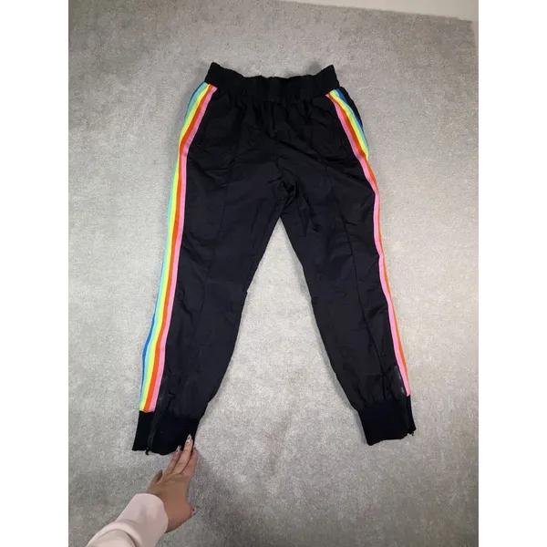 fabletics carol woven pants black rainbow stripe joggers L - Image 2