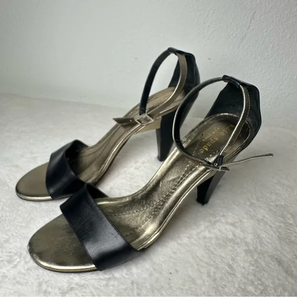 Kate Spade Classic Black and Gold Strappy Heels Size 8 - Image 2