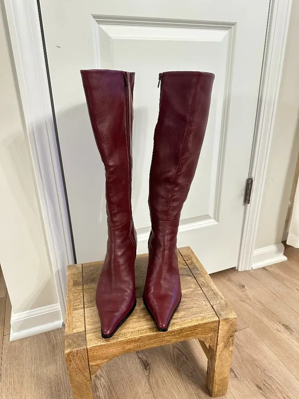 STEVE MADDEN Lingo Pointed Toe Knee High Boot in Wine Leather Size US 7.5 - Image 3
