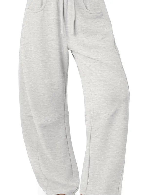 Barrel Leg Lounge Sweatpants with Drawstring and Pockets Gray - Image 2