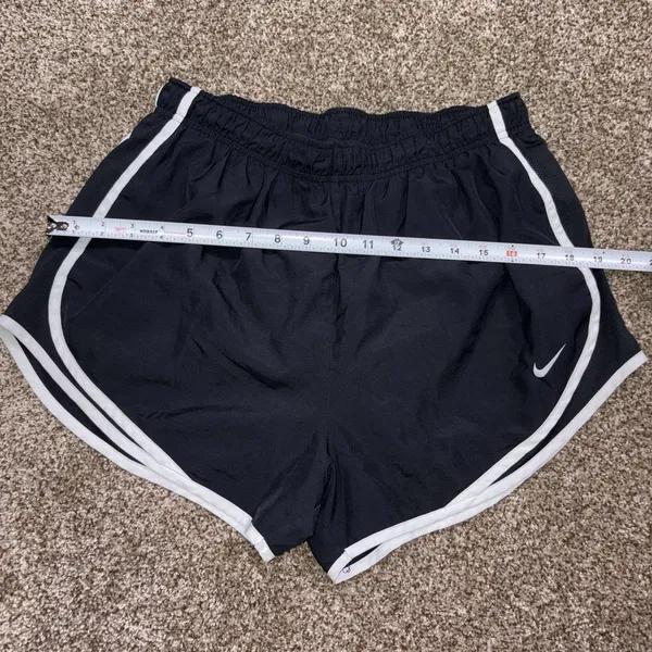 Nike Dri-FIT Women's Black/White Trim Running Shorts Drawstring Size Large - Image 3