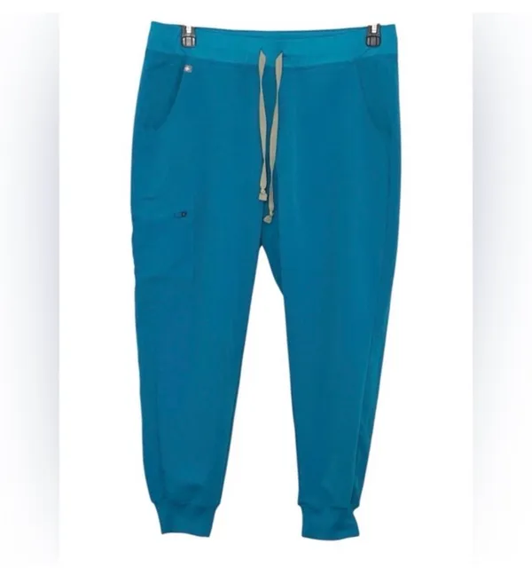 FIGS Technical Collection Teal Scrub Set | Top (M) + Jogger Pants (L/P) - Image 3