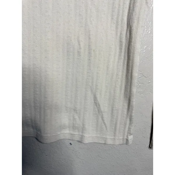DÔEN Romy Tee S Cream Pointelle Cotton Scoop Neck Long Sleeve Top - Image 9