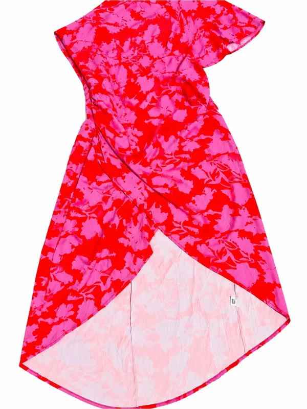 Pink Abstract Floral Wrap Maxi Dress XL Resort Vacation dopamine dressing - Image 5