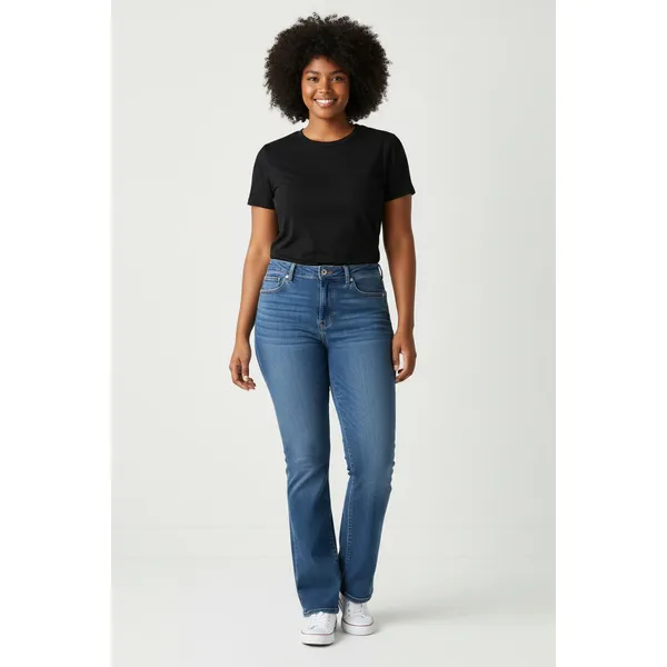 Levis 726 Womens Jeans 32x32 Medium Wash High Rise Flare Stretch Denim Blue - Image 5