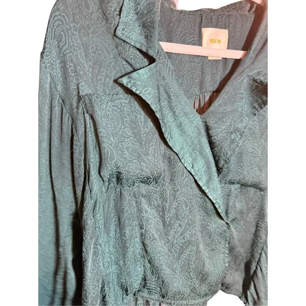 Anthropologie Maeve Almeria Emerald Green Paisley‎ Blouse Sz Small - Image 8