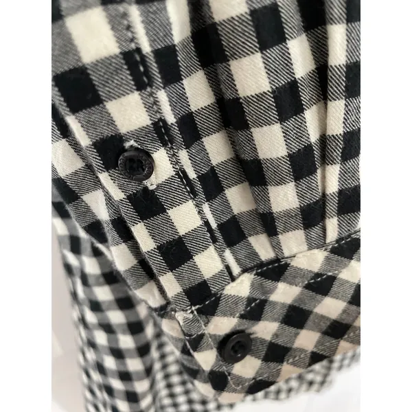 Maison Scotch Black & White Gingham Plaid Button Front Dress size Medium - Image 10