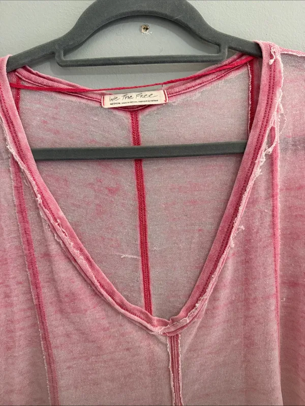 Free People Washed Pink V-Neck Tunic - Image 2