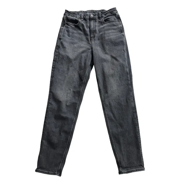 American‎ Eagle Womens High Waisted Mom Jeans Washed Black Stretch 10 Long - Image 3