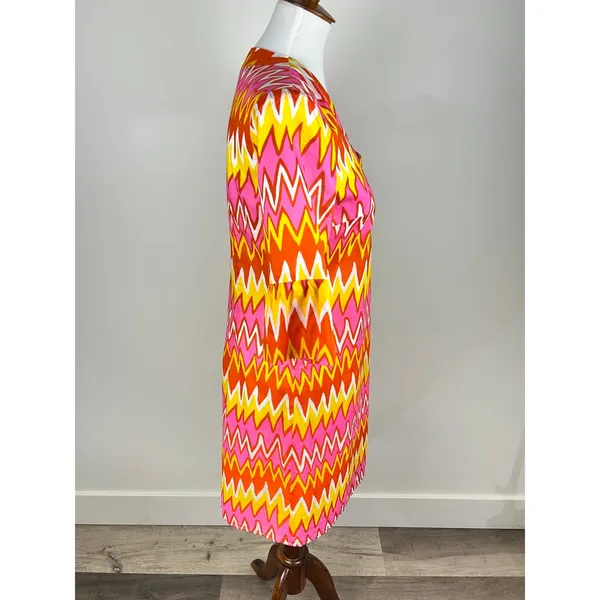 NWT Skirtin Around‎ Zig Zag Print Dress Size 8 Pink Orange Yellow 100% Cotton - Image 10
