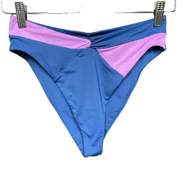 L*space Color Block Nancy Lee Bikini Bottom Bitsy Cut‎ Blue Purple Size Large - Image 4