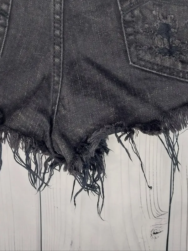Abercrombie & Fitch Distressed Frayed Hem Cutoff Grunge 90's Punk Denim Shorts - Image 11