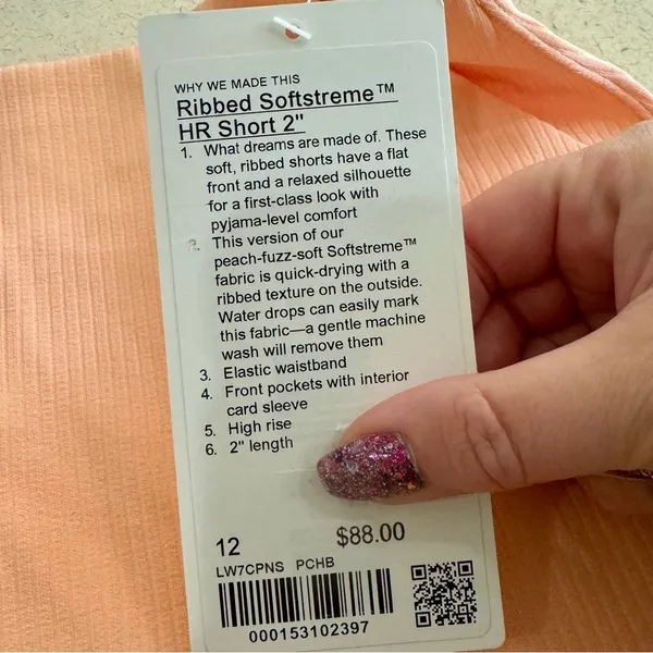 Lululemon Ribbed Softstreme High Rise Shorts Peach Bellini 12 NWT - Image 9