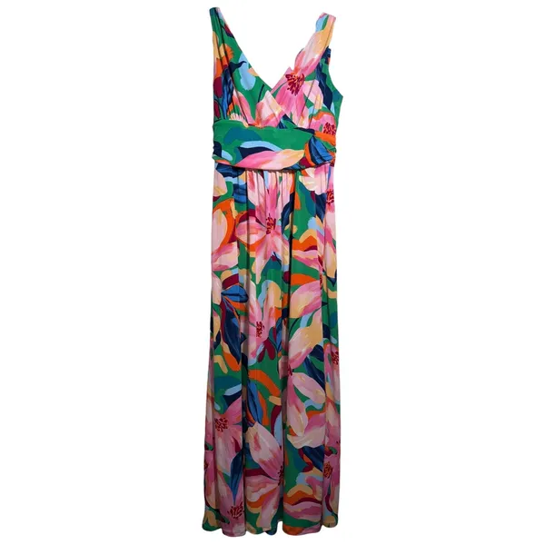 Pappagallo Floral Maxi Dress Sleeveless V Neck Empire Waist S‎ - Image 2