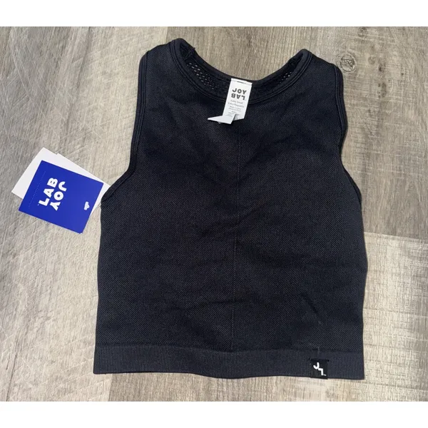 NWT JoyLab Cropped Fit High-Neck Padded Shirt Tank size XS - Black Onyx - Image 2