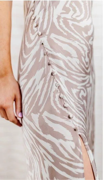 Cowl Neck Zebra Print Midi Dress Size M - Image 5