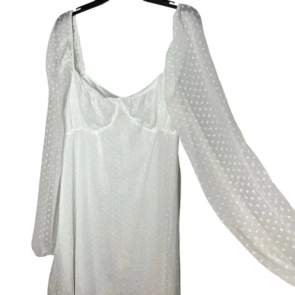 Missguided NEW White Milkmaid Woven Dotty Skater Mini Dress Size 14 - Image 2