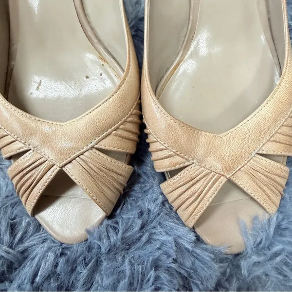 Aldo Peep Toe Wedge shoes sandals size 8 business business refined polished tan - Image 7