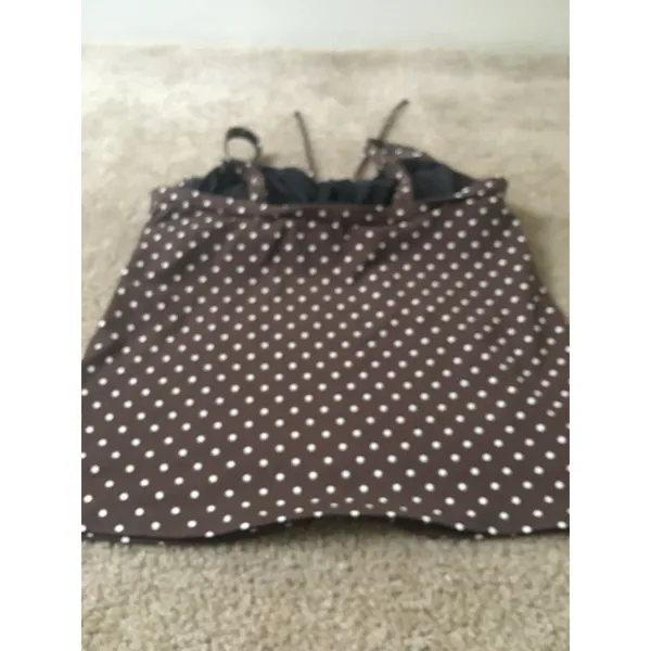 Lands End Women's Polka Dot Swim Top Halter Size 10D Brown White Swim Wear - Image 5