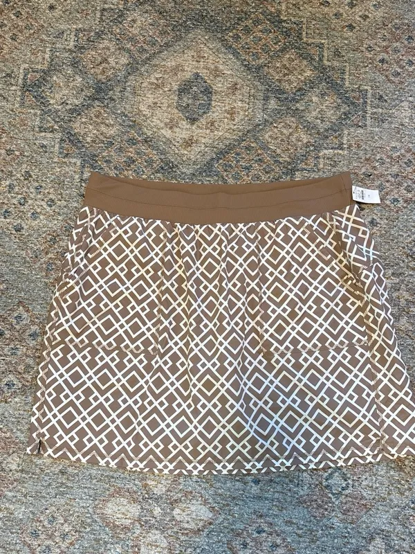 Talbots Brown & White Geometric Mini Tennis Skirt with shorts - Image 2