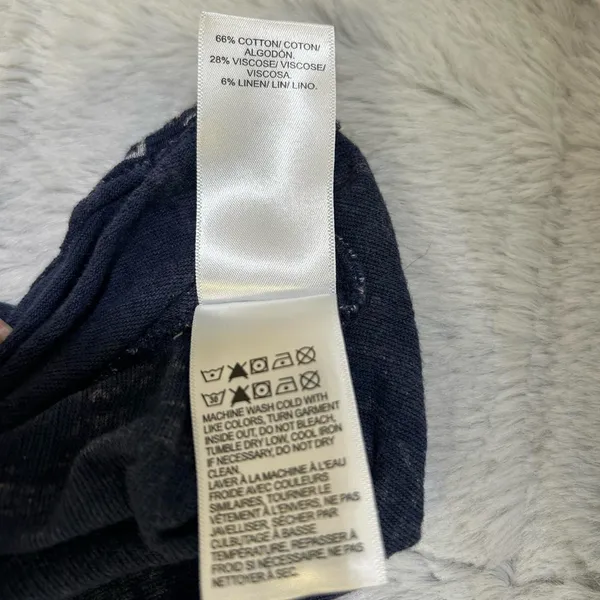 Lucky Brand Elegant Navy, Lavender and White Women's Peasant Top - Image 4