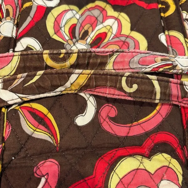 Vera Bradley‎ Brown Pink Quilted Tote Bag Floral Print Travel Shoulder Bag - Image 10