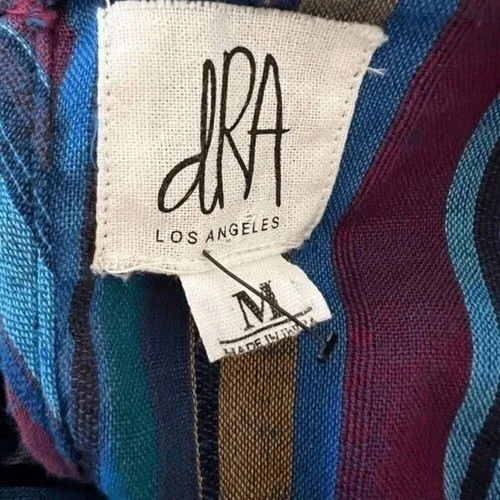 ANTHROPOLOGIE DRA LA Tabi Laurel Striped Ruffle Peplum Hem Blouse‎ NWOT M - Image 7