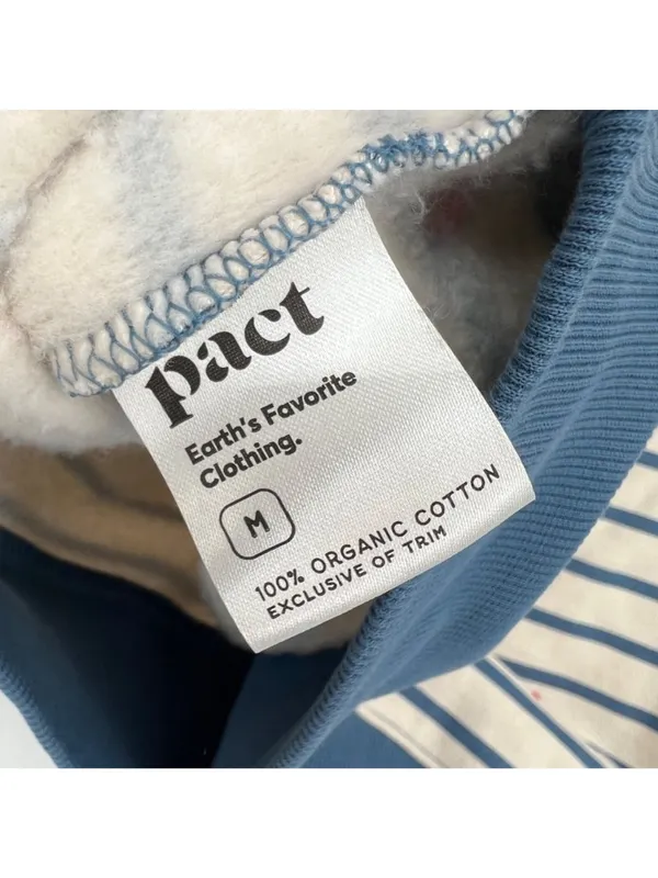 Pact Scattered Hearts Striped Sweatshirt Organic Cotton Blue Cream Size Medium - Image 8