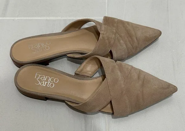 Franco Sarto Beige Suede Loafers - Image 3