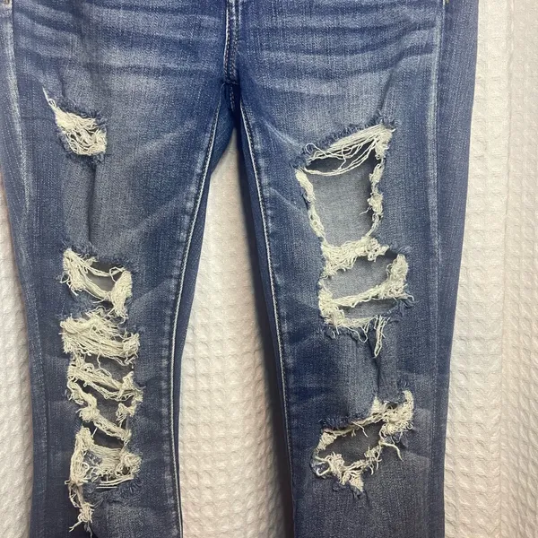 American Eagle Outfitters Ripped Blue Skinny Jeans - Image 3