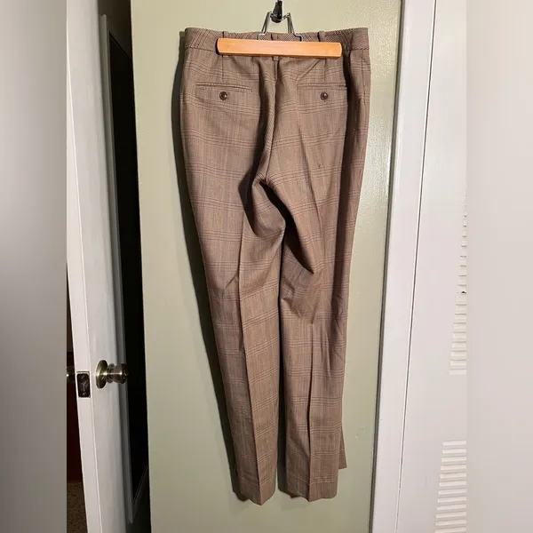 346 Brooks Brothers Women's Size 4 Wool Trousers Dress Pants Brown Tan Plaid - Image 5
