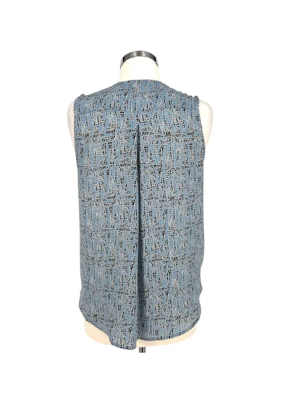 Astr Sleeveless Modern Office Draped V-Neck Blouse Blue Black Size Medium - Image 6